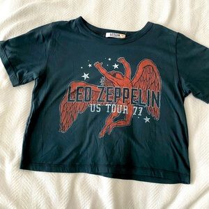 Anthropologie LETLUV Led Zeppelin tour graphic crop tshirt New size S